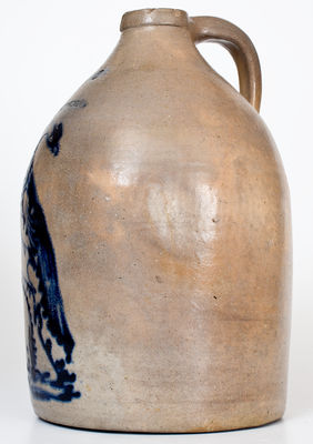 2 Gal. WHITES UTICA Stoneware Jug w/ Pheasant on Stump Decoration