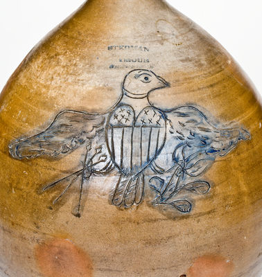 Outstanding Incised Eagle Jug by STEDMAN & SEYMOUR / NEW HAVEN, CT