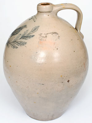 Fine 3 Gal. I. SEYMOUR / TROY FACTORY Stoneware Jug with Incised Bird Decoration