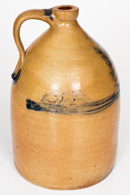 Extremely Rare Stoneware Jug w/ Elaborate Ship, Lighthouse, and Rock Decoration