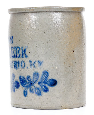 Rare FROM / J.M. CLEEK / SACRAMENTO, KY Stoneware Jar, James Miller, Brandenburg, Kentucky