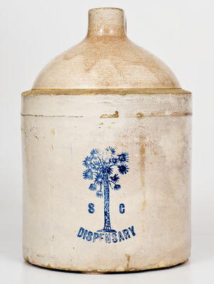 Rare Stoneware South Carolina Dispensary Jug, late 19th or early 20th century.