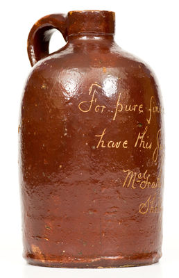 Small-Sized Stoneware Script Jug with Shelbyville, KY Advertising, American, circa 1885