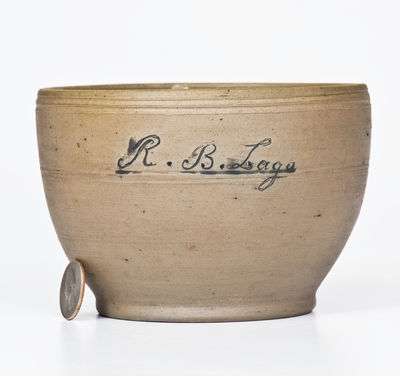 Fine and Extremely Rare Small-Sized Stoneware Presentation Bowl, "R.B. Lago," Rockingham County, VA