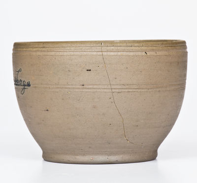 Fine and Extremely Rare Small-Sized Stoneware Presentation Bowl, "R.B. Lago," Rockingham County, VA