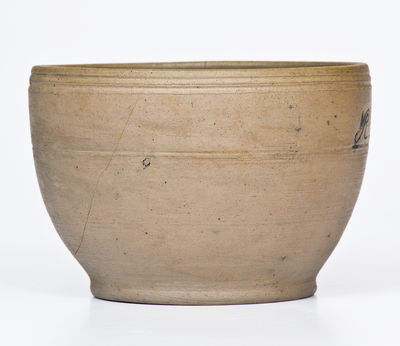 Fine and Extremely Rare Small-Sized Stoneware Presentation Bowl, "R.B. Lago," Rockingham County, VA