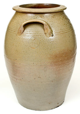 Rare Four-Gallon att. Chester Webster, Randolph Co, NC Stoneware Jar w/ Incised Bird-on-Branch Decoration