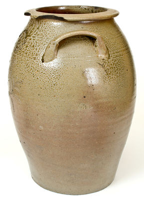 Rare Four-Gallon att. Chester Webster, Randolph Co, NC Stoneware Jar w/ Incised Bird-on-Branch Decoration