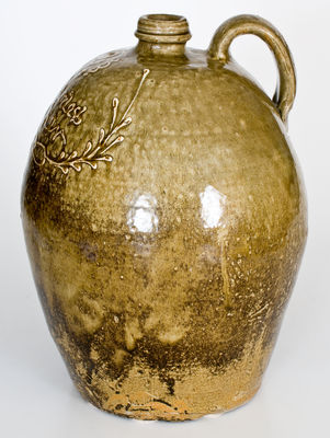 Rare "C. Rhodes / Maker" Alkaline-Glazed Stoneware Jug w/ Kaolin Slip Inscription, Collin Rhodes