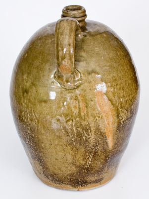 Rare "C. Rhodes / Maker" Alkaline-Glazed Stoneware Jug w/ Kaolin Slip Inscription, Collin Rhodes