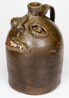 Rare Southern Stoneware Face Jug, Alabama or Georgia origin, late 19th / early 20th century