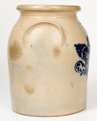 Scarce MARTIN CRAFTS / BOSTON Stoneware Jar w/ Cobalt Floral Decoration