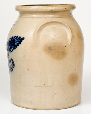 Scarce MARTIN CRAFTS / BOSTON Stoneware Jar w/ Cobalt Floral Decoration