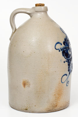 J. & E. NORTON / BENNINGTON, VT Stoneware Jug w/ Elaborate Floral Decoration