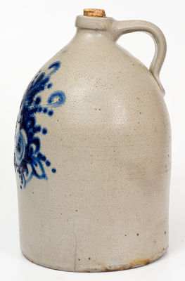 J. & E. NORTON / BENNINGTON, VT Stoneware Jug w/ Elaborate Floral Decoration