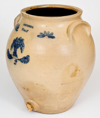 Outstanding I. SEYMOUR / TROY Stoneware Water Cooler w/ Applied Fruit Basket and Incised Decoration