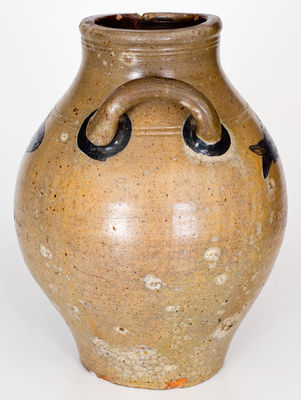 Fine Boston Stoneware Jar w/ Impressed Fish Decoration, Jonathan Fenton, late 18th century