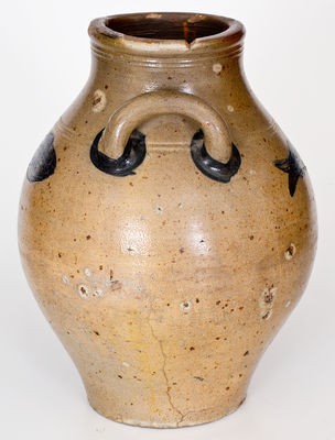 Fine Boston Stoneware Jar w/ Impressed Fish Decoration, Jonathan Fenton, late 18th century