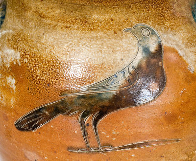 Rare Stoneware Jar with Two-Sided Incised Bird Decoration, Manhattan, circa 1800