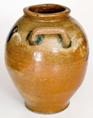 Rare Stoneware Jar with Two-Sided Incised Bird Decoration, Manhattan, circa 1800