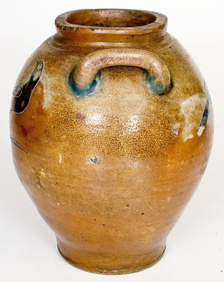 Rare Stoneware Jar with Two-Sided Incised Bird Decoration, Manhattan, circa 1800