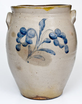 Fine Stoneware Jar w/ Incised Bird and Floral Decoration, attrib. William Capron, Albany, NY, c1800-1805