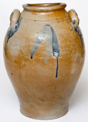 Fine Two-Gallon Stoneware Jar w/ Incised Folk Art Bird Decoration, Albany, NY or Old Bridge, NJ