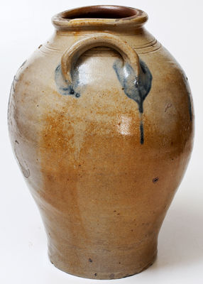 Fine Two-Gallon Stoneware Jar w/ Incised Folk Art Bird Decoration, Albany, NY or Old Bridge, NJ