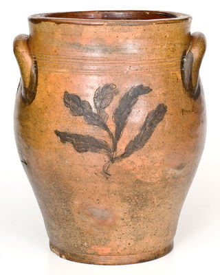 Exceptional Stoneware Jar w/ Elaborate Incised Ship Decoration, Inscribed 