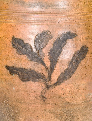 Exceptional Stoneware Jar w/ Elaborate Incised Ship Decoration, Inscribed 