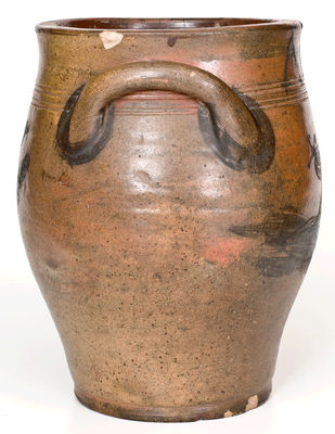 Exceptional Stoneware Jar w/ Elaborate Incised Ship Decoration, Inscribed 