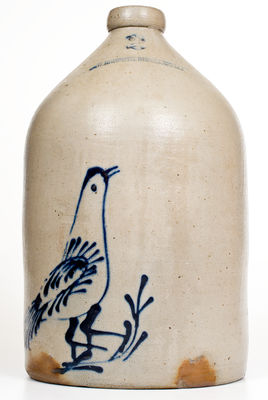 Two-Gallon W. ROBERTS. BINGHAMTON. NY Stoneware Bird Jug