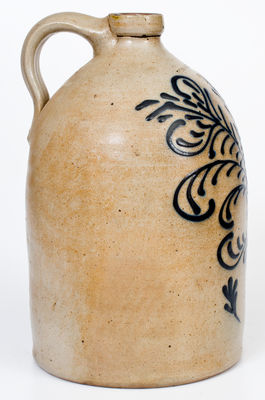 EDMANDS & CO. (Charlestown, MA) Stoneware Jug w/ Elaborate Slip-Trailed Decoration