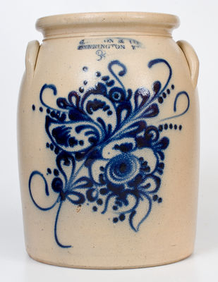 J. NORTON & CO. / BENNINGTON, VT Stoneware Jar w/ Elaborate Floral Decoration