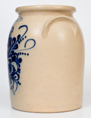 J. NORTON & CO. / BENNINGTON, VT Stoneware Jar w/ Elaborate Floral Decoration
