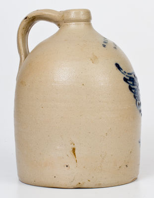 Scarce WM. E. WARNER / WEST TROY Stoneware Slip-Trailed Eagle Jug