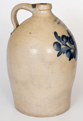 Rare COWDEN & WILCOX / HARRISBURG, PA Stoneware Jug w/ Flower-and-Berries Motif