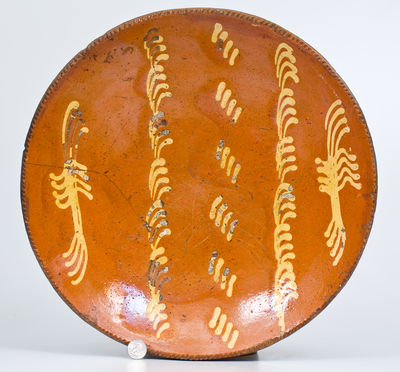 Oversized Slip-Decorated Philadelphia Redware Charger