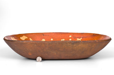 Fine Large-Sized Philadelphia Redware Loaf Dish w/ Elaborate Slip Decoration, early 19th century