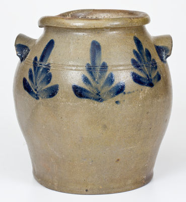 H.C. SMITH / ALEXA / D.C. Stoneware Jar w/ Cobalt Floral Decoration (Alexandria, Virginia)