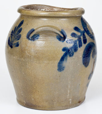 H.C. SMITH / ALEXA / D.C. Stoneware Jar w/ Cobalt Floral Decoration (Alexandria, Virginia)