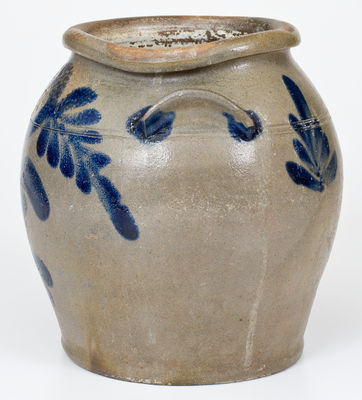 H.C. SMITH / ALEXA / D.C. Stoneware Jar w/ Cobalt Floral Decoration (Alexandria, Virginia)