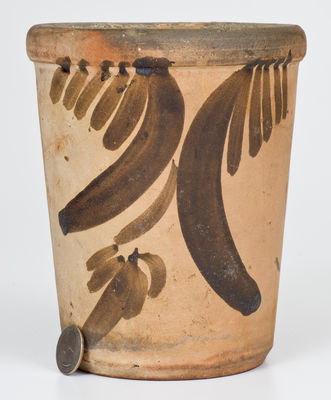 SOLOMON BELL Slip-Decorated Redware Flowerpot (Strasburg, Virginia)