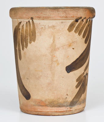 SOLOMON BELL Slip-Decorated Redware Flowerpot (Strasburg, Virginia)