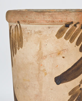 SOLOMON BELL Slip-Decorated Redware Flowerpot (Strasburg, Virginia)