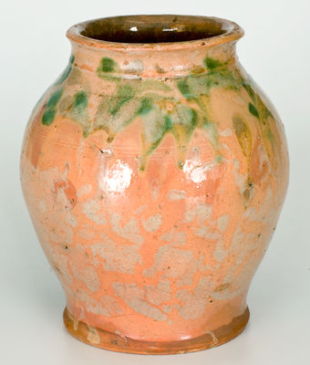 Exceptional Slip-Decorated Redware Jar, Peter Bell or John Bell, Hagerstown, MD, circa 1820