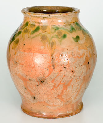 Exceptional Slip-Decorated Redware Jar, Peter Bell or John Bell, Hagerstown, MD, circa 1820