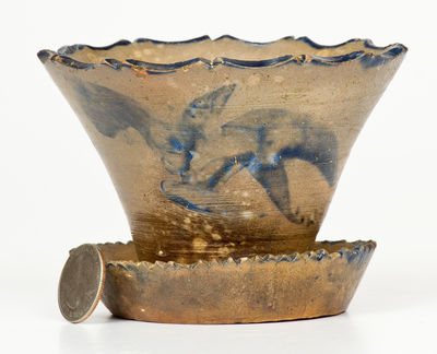 Rare and Fine Diminutive Stoneware Flowerpot, probably New Haven, CT