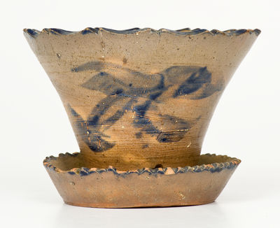 Rare and Fine Diminutive Stoneware Flowerpot, probably New Haven, CT