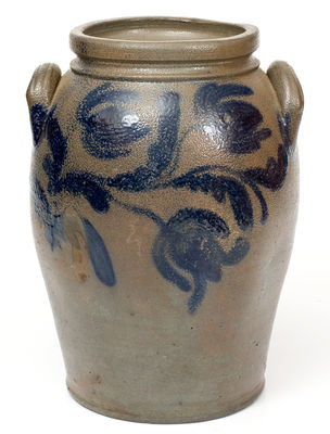 Huntingdon County, PA Stoneware Jar w/ Elaborate Cobalt Freehand Decoration